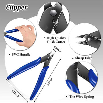 170-Blue Flush Cutter Mini Diagonal Cutting Pliers Side Cutter Nippers Wire Cutter - 0