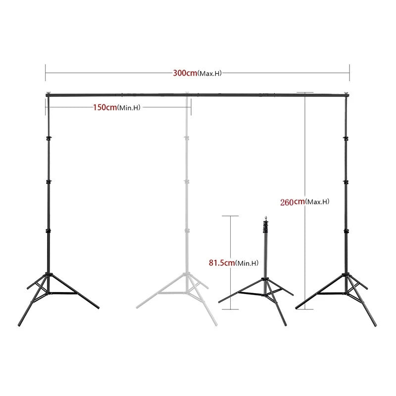 2.6M*3M Heavy Duty Backdrop Support System for Photography Background Photo Video Studio - 0