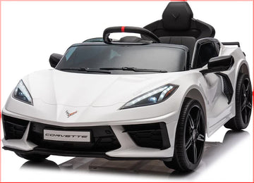 12V Licensed V8 Corvette Battery Powered Sports Kids Ride On Car – White