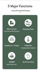 BEAR Multi-functional 2-in-1 Cooking Hot Pot And Griddle Barbecue Machine DKL-C15L1-4