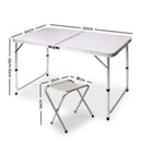 Portable Folding Picnic Camping Set BBQ Party Aluminium Table 4 Foldable Chairs-3