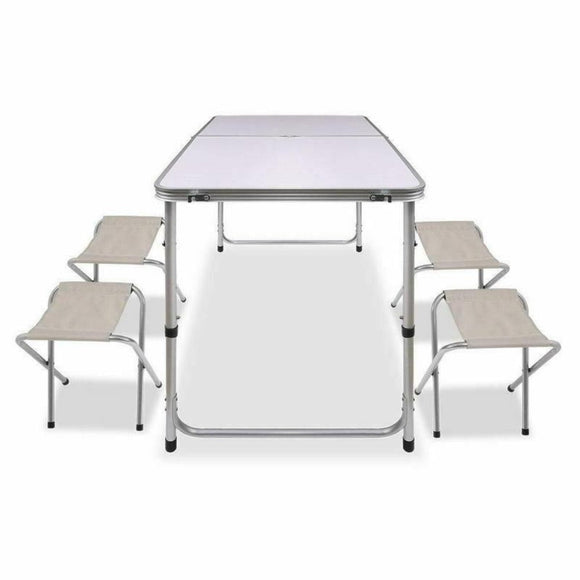 Portable Folding Picnic Camping Set BBQ Party Aluminium Table 4 Foldable Chairs