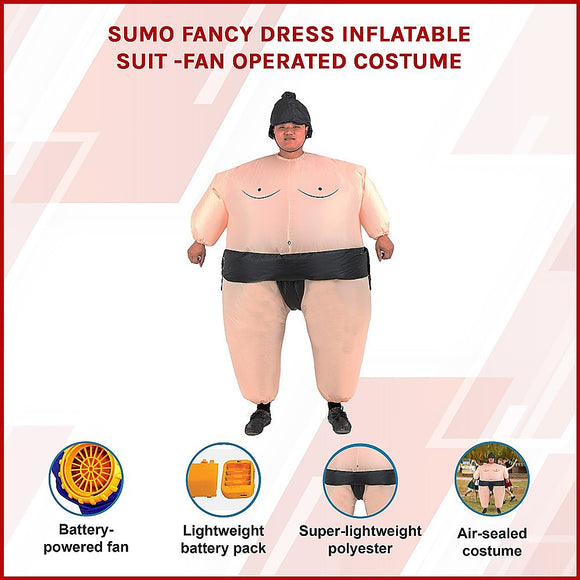 SUMO Fancy Dress Inflatable Suit -Fan Operated Costume