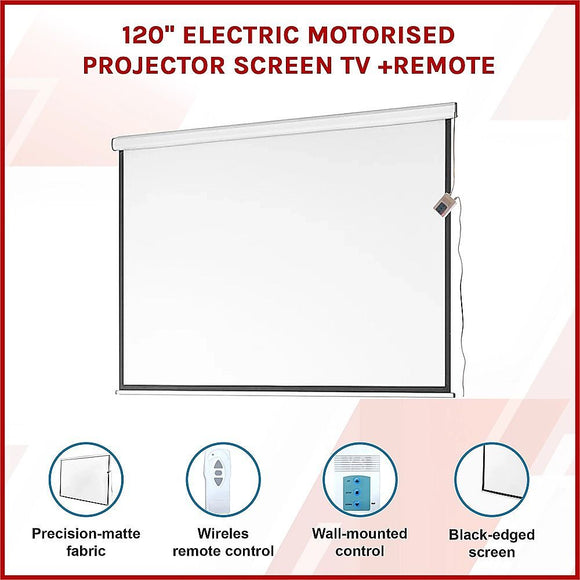 120" Electric Motorised Projector Screen TV +Remote