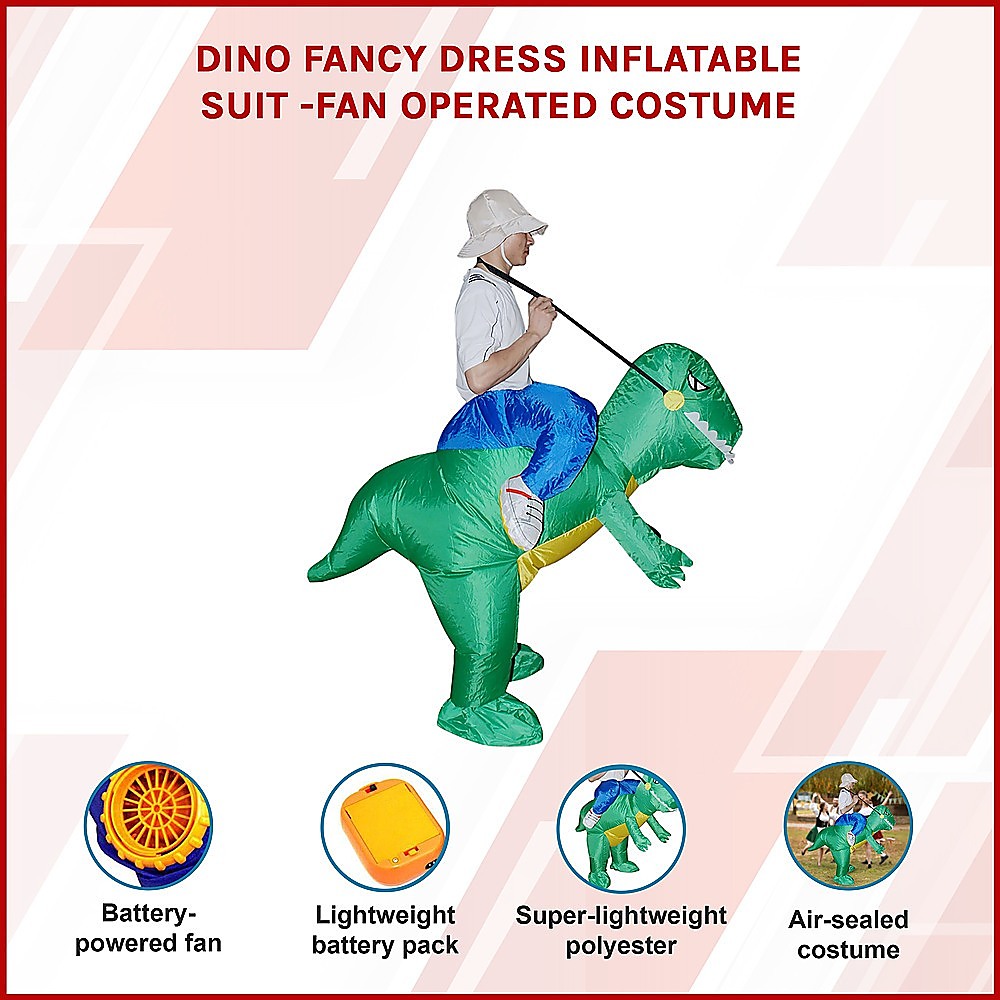 DINO Fancy Dress Inflatable Suit -Fan Operated Costume - 0