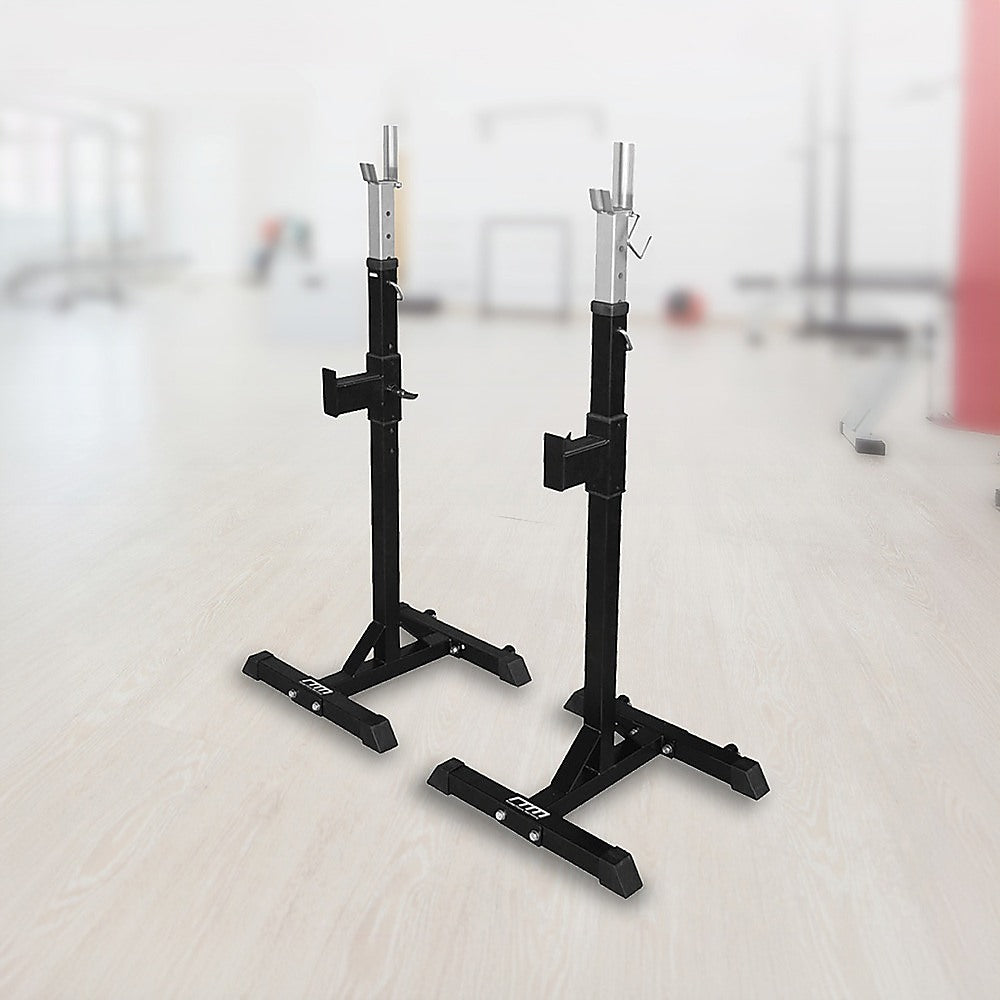 Squat Rack Stand Pair Bench Press Weight Lifting Barbell - 0