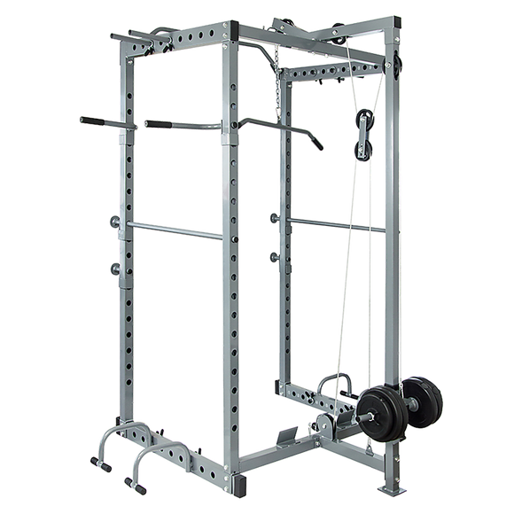 Power Rack Squat Cage Stands w Lat Pulldown Home Gym