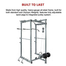 Power Rack Squat Cage Stands w Lat Pulldown Home Gym-12
