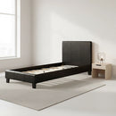 Single PU Leather Bed Frame Black-2