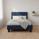 Single PU Leather Bed Frame Blue-5