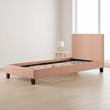 Single PU Leather Bed Frame Pink - 0