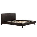 Queen PU Leather Bed Frame Brown-2