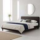 Queen PU Leather Bed Frame Brown-7