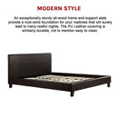 Queen PU Leather Bed Frame Brown-9