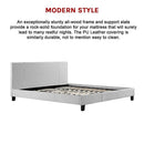 King PU Leather Bed Frame White-9