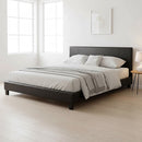 King PU Leather Bed Frame Black-7