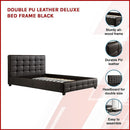 Double PU Leather Deluxe Bed Frame Black-3