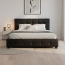 Double PU Leather Deluxe Bed Frame Black-5