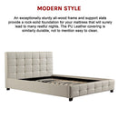 Queen PU Leather Deluxe Bed Frame White-9