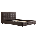 Queen PU Leather Deluxe Bed Frame Brown-2