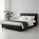 Queen PU Leather Deluxe Bed Frame Black-7
