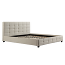 King PU Leather Deluxe Bed Frame White-2