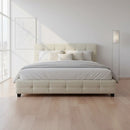 King PU Leather Deluxe Bed Frame White-5