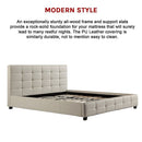 King PU Leather Deluxe Bed Frame White-9