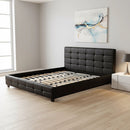King PU Leather Deluxe Bed Frame Black-1