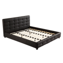 King PU Leather Deluxe Bed Frame Black-2