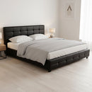 King PU Leather Deluxe Bed Frame Black-7