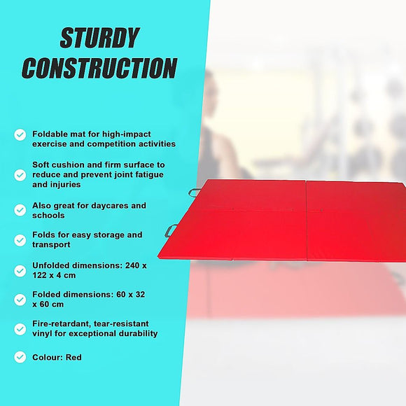 Folding Red Exercise Mat – Gymnastics, Martial Arts, Yoga, Karate & Judo Training