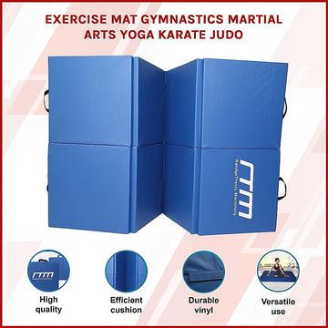 Folding Blue Exercise Mat – Gymnastics, Martial Arts, Yoga, Karate & Judo Training - 0