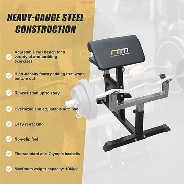 Preacher Curl Bench – Commercial Weight Bench for Bicep and Arm Workouts - 0