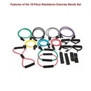 19PC Resistance Exercise Fitness Bands Tubes Kit Yoga Set-8