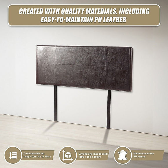 PU Leather Queen Bed Headboard Bedhead - Brown