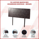 PU Leather Queen Bed Headboard Bedhead - Brown-3