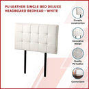 PU Leather Single Bed Deluxe Headboard Bedhead - White-2