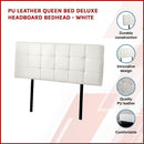 PU Leather Queen Bed Deluxe Headboard Bedhead - White-2