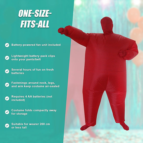 Red Alert Inflatable Costume Fancy Dress Suit Fan Operated