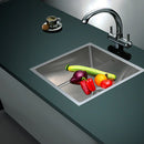 490x440mm Handmade Stainless Steel Undermount / Topmount Kitchen Laundry Sink with Waste-5