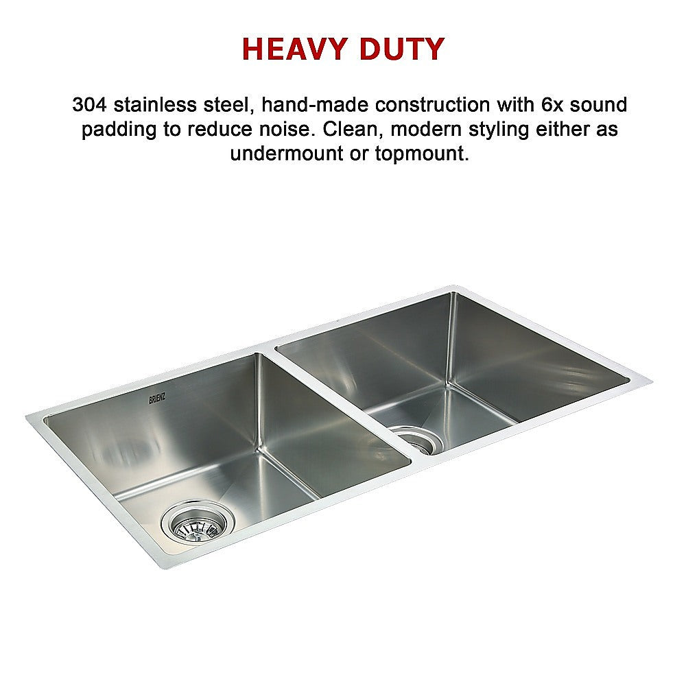 865x440mm Handmade Stainless Steel Undermount / Topmount Kitchen Sink with Waste