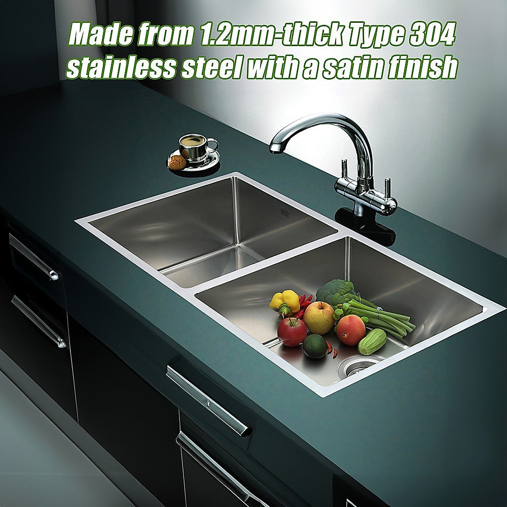 865x440mm Handmade Stainless Steel Undermount / Topmount Kitchen Sink with Waste