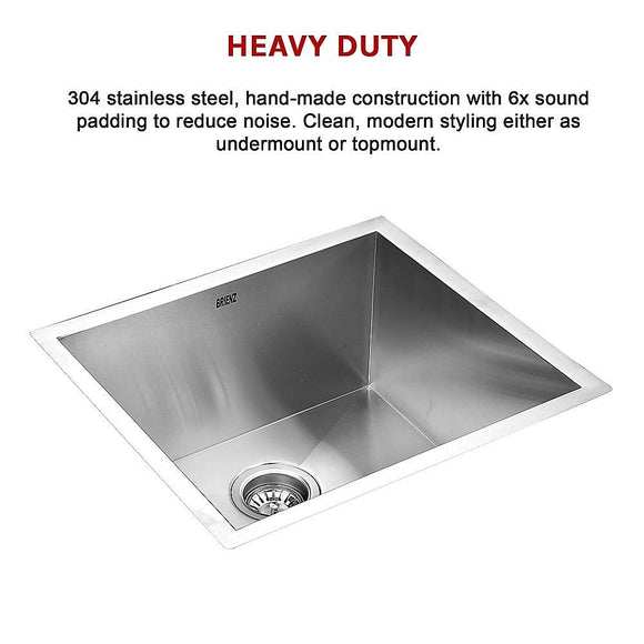 510x450mm Handmade 1.2mm Stainless Steel Undermount Topmount Kitchen Laundry Sink with Waste