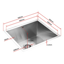 510x450mm Handmade 1.2mm Stainless Steel Undermount Topmount Kitchen Laundry Sink with Waste-9