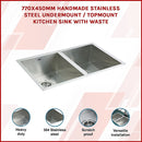 770x450mm Handmade Stainless Steel Undermount / Topmount  Kitchen Sink with Waste-3