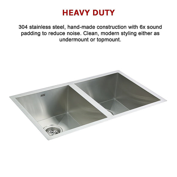 770x450mm Handmade Stainless Steel Undermount / Topmount  Kitchen Sink with Waste