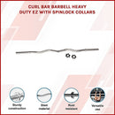 Heavy Duty EZ Curl Barbell – Weightlifting Bar with Spinlock Collars for Gym Training-4