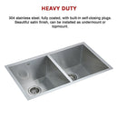 820x457mm Handmade Stainless Steel Undermount / Topmount Kitchen Laundry Sink with Waste-10