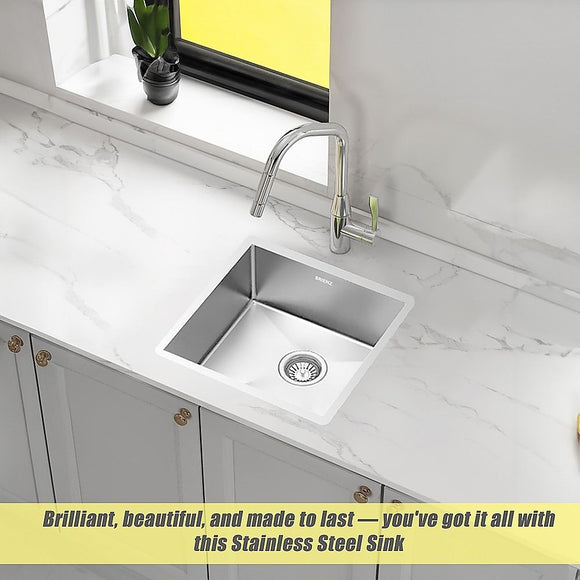 440x440mm Handmade 1.2mm 18 Gauge Stainless Steel Kitchen Laundry Sink with Waste